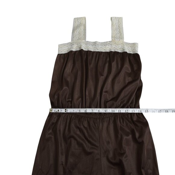Vintage 1970's Ma Cherie Lingerie Jumpsuit Brown Lace 70's One Size - Picture 10 of 10